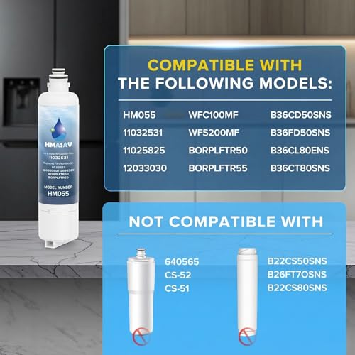 Image of 11032531 Filter Replacement - Compatible with Ultra Clarity Pro Water Filter Bosch, Thermador Water Filter Replacement for BORPLFTR50, BORPLFTR55, B36CD50SNS B36CT80SNS, 12033030, 12028325, 3PACK