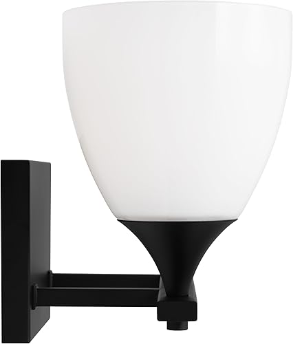 Vista 107 de Scott Living Toffino - Aplique de pared moderno de 2 luces para baño, acabado cromado, con pantallas de vidrio de leche