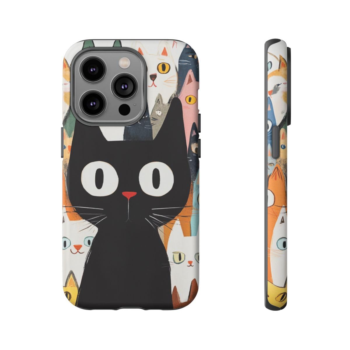 Coque iPhone 14 Pro chat noir rigide mate anti-reflets - 5