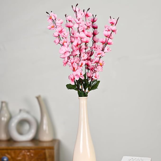 Image of Coolkart Artificial Peach Blossom Flower Bunch, Baby Pink & Dark Pink | 14 Sticks, 60 cm, Home Decor / Wedding / Party, Made in India