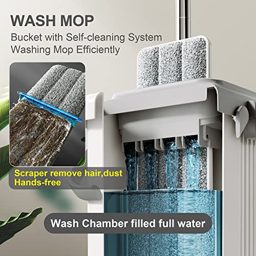image for JOYMOOP Mop and Bucket with Wringer Set, Two Flat Squeeze Mops with Bu