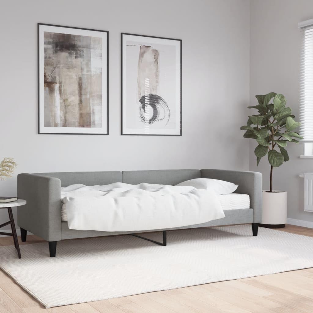 vidaXL Tagesbett mit Matratze Hellgrau 90x200 cm Stoff