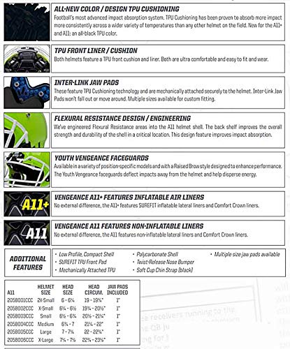 Schutt Sports Vengeance A11 Youth Football Helmet, Facemask Not Included, Dark Green, X-Large #TOP4