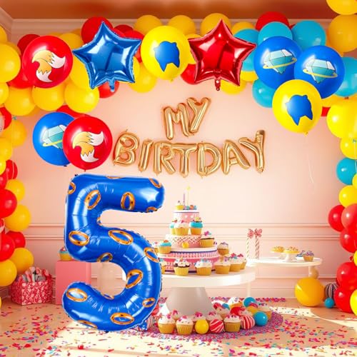 Image of number 40 inch blue and gold ring balloon set birthday number decoration aluminum film balloon suitable for boys and girls blue theme party cartoon party decoration supplies (5)