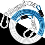 Dog Tie Out Cable: Reflective 15 ft Heavy Duty Dogs Chain for Outside with Shock Absorbing Spring – Dog Runner Leash for Yard Camping Outdoor Sturdy Lead for Small to Large Dog Up to 500LBS