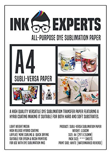 Ink Experts Subli-Versa - Papel de sublimación (tamaño A4, 115 g/m²) 100 Sheets