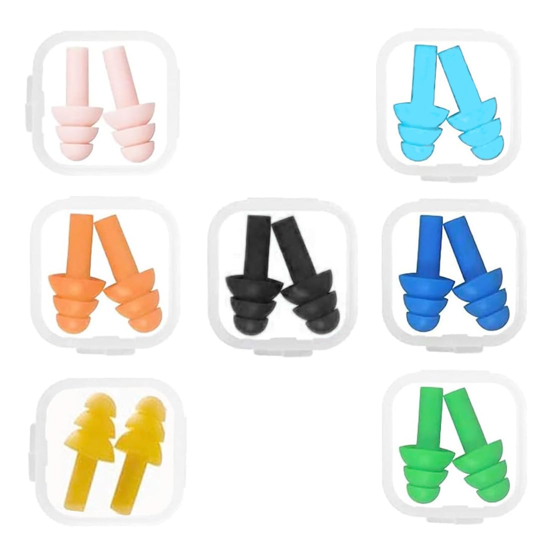 tappi orecchie piscina,7 paia tappi orecchie in morbido silicone,Tappi per le orecchie da nuoto per adulti, riutilizzabili, per doccia, nuoto, surf, snorkeling e altri sport acquatici