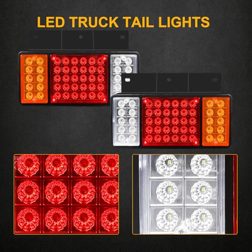 Image of 2 Pack 50 LED Trailer Tail Lights Bar Kit, Super Bright Waterproof Brake Turn Signal Reverse Lights with Mounting Brackets for Truck, RV, Boat & Camper 10-30V