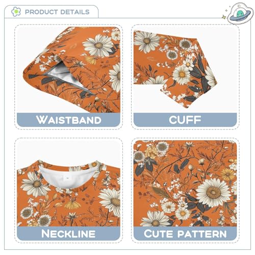 JUNZAN Autumn Sunflower Daisy Orange Kids Boys Hoodie Sweatshirt Long Sleeve Fall Tops Shirts Party 4T3