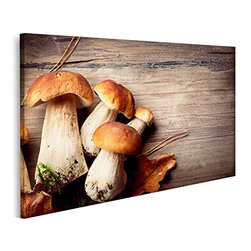 islandburner Quadro su tela Fungo Boletus su sfondo in legno. Boletus d'autunno Quadri Stampe per soggiorno ufficio