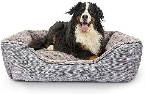 FURTIME Durable Dog Bed for Large Medium Small Dogs Soft Washable Pet Bed Orthopedic Dog Sofa Bed Breathable Rectangle Sleeping Bed Anti-Slip Bottom(25'', Grey)