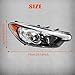 PIAOYUE- For 2014 2015 2016 Kia Forte/Forte Koup/Forte5 Headlight Assembly Halogen Replacement Right Passenger Side Chrome Housing Clear Lens H1/H7 Bulbs