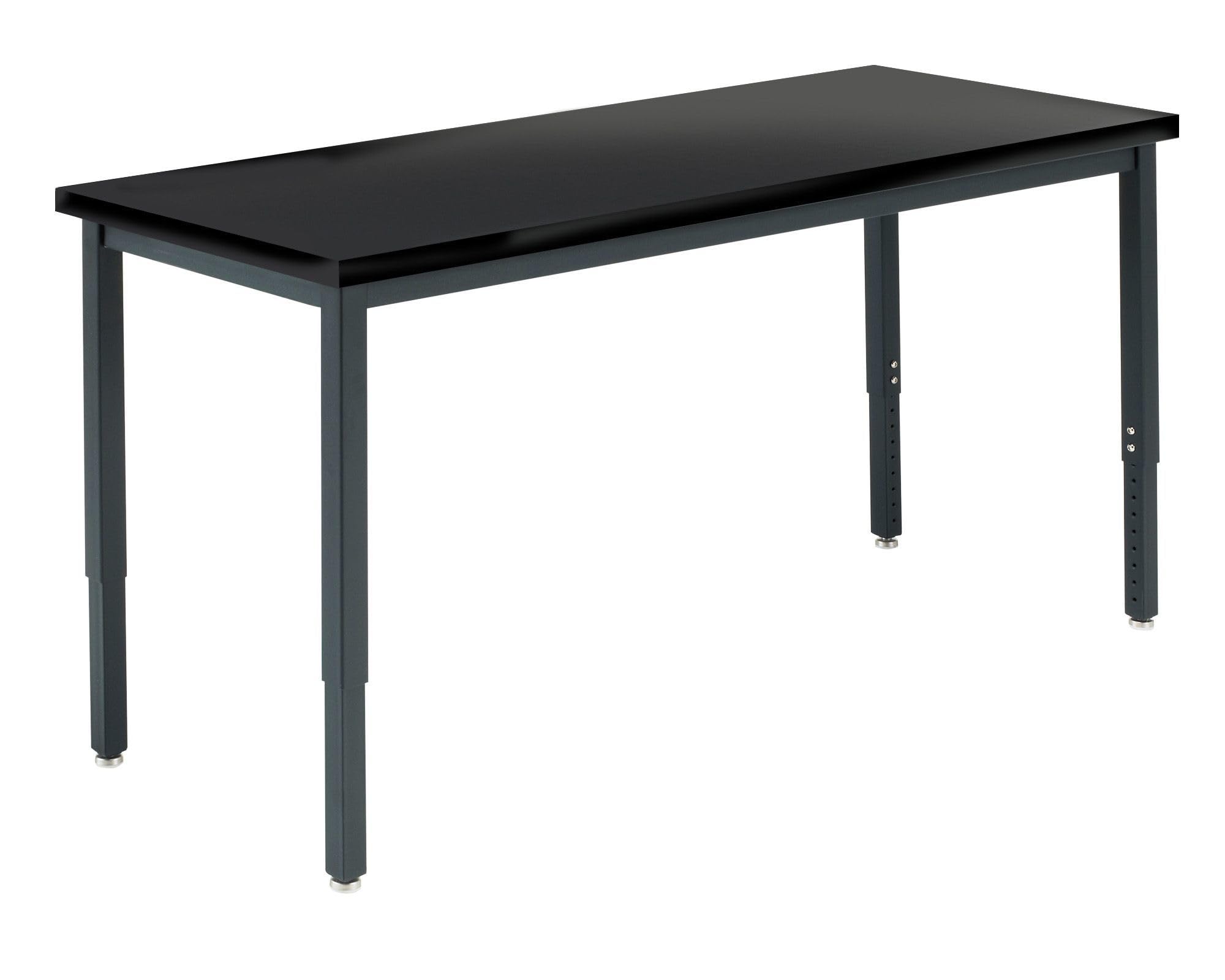Diversified Spaces School Classroom Science Lab Activity Table, Black ChemGuard Table Top, Black Adjustable Height Metal Steel Frame, ADA Compliant, 60" W x 24" D x 23-1/2-37-1/2" H, Made in USA