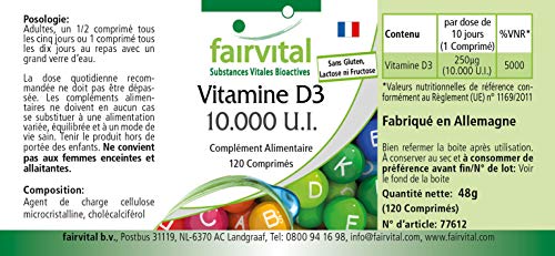 fairvital Vitamin D3 10.000 I.E. Depot, 120 Tabletten, HOCHDOSIERT, Cholecalciferol, nur 1 Tablette alle 10 Tage – Bild 5
