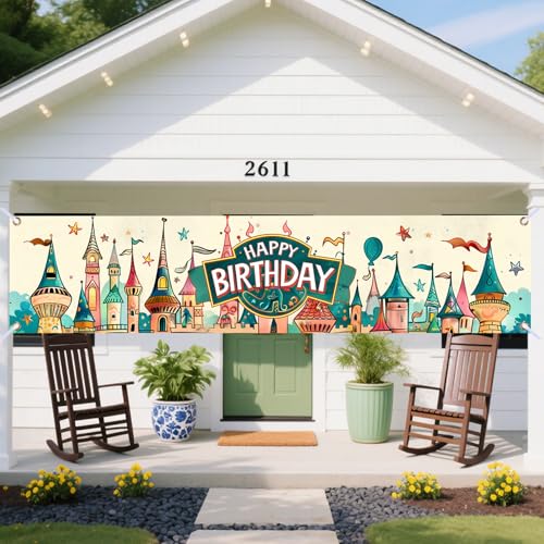 Image of Nuxovilar Castle Birthday Banner 78x17 inch Polyester