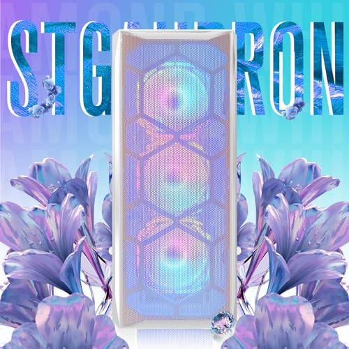 Image of STGAubron Gaming Desktop PC, Radeon RX 5600 XT 6G GDDR6, Intel Core i5 3.2G up to 3.6G, 16G RAM, 512G SSD, 600M WiFi, BT 5.0, RGB Fan x 6, Windows 11 Home, White