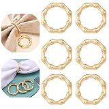 XIYAO Napkin Rings Set of 6 Metal Napkin Rings Holder Fall Napkin Rings for Dinner Wedding Holiday C