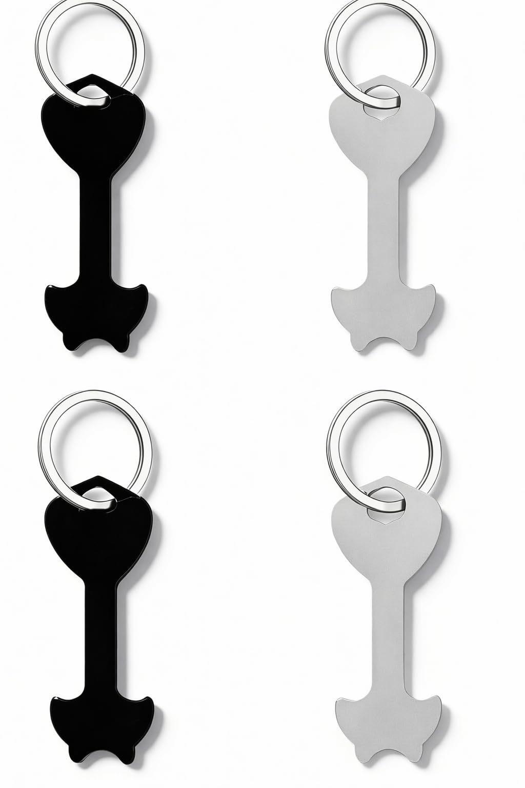 4 Set Rolley Key Token Release Tool,Stainless Steel Removable Shopping,Trolley Key Reusable Shopping Cart Unlocker,Trolley Keyring for Removable Shoppings Carts,(no coins Black and Silver)