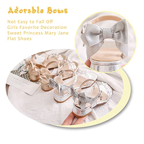 JOEupin Girls Sandals Dress Low Block Chunky Heels Sandals Flower Pumps Shoes Back Bowtie3