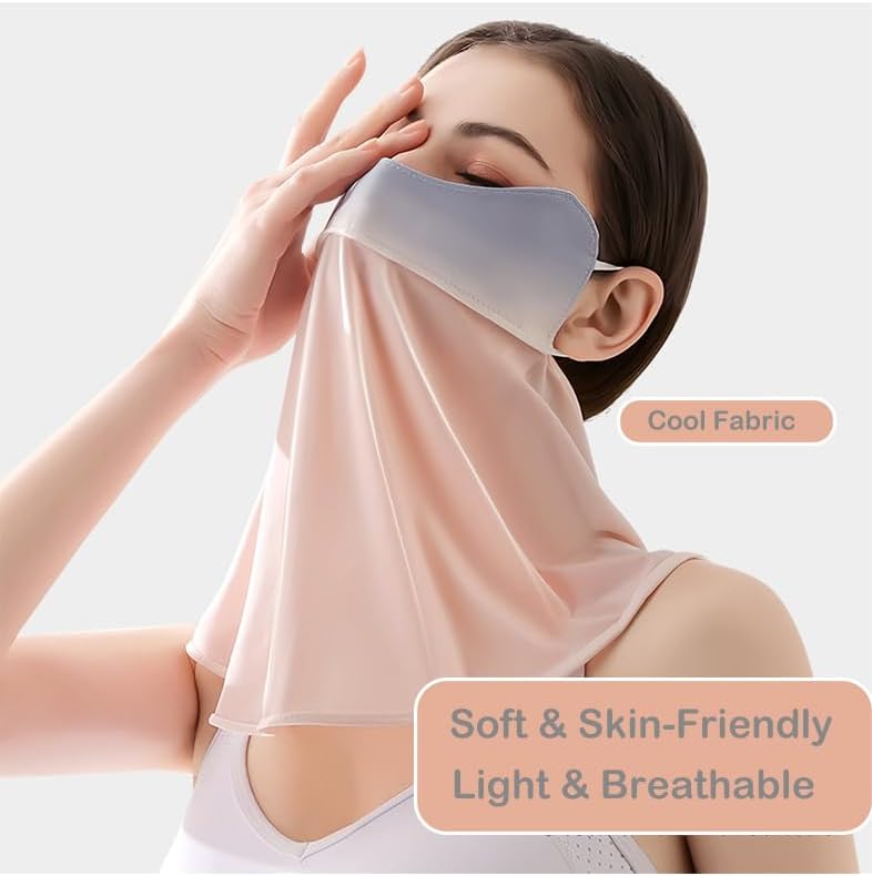 UV Face Mask, Ice Silk Cooling Neck Gaiter, Breathable Sun Protection for Outdoor Sports, Washable Reusable (Pink) - Image 3
