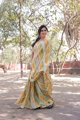 Image of MIRCHI FASHION Saree for Woman Chiffon Floral Printed | Lightweight Comfortable Daily Wear Women's Sari with Unstitched Blouse Piece (Available in 15 Colors)