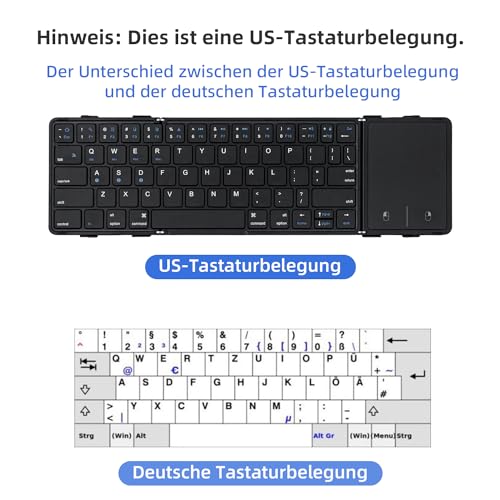 Faltbare Tastatur Mcbazel Bluetooth 5.1 mit Touchpad