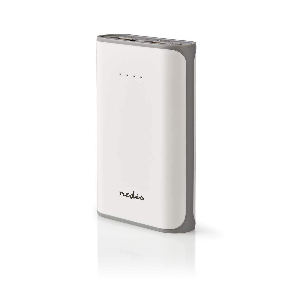 Nedis Batterie Externe Portable compacte avec Port USB-A et entrée Micro USB, Batterie Externe Portable et compacte pour Smartphones, tablettes et Plus Encore, avec Lampe Torche LED, Blanc