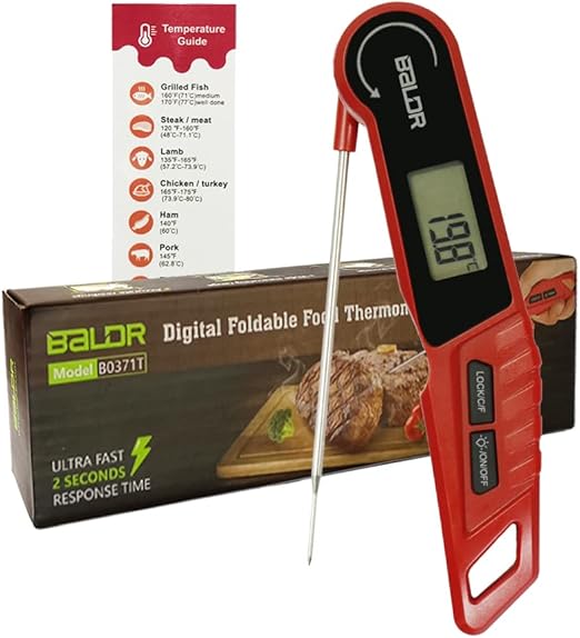 Review BALDR Digital Meat Thermometer, Instant Read Food Thermometer for Kitchen Cooking and Outdoor BBQ, Orange Backlight, Auto On/Off, Reversible LCD Reading, IPX6 Waterproof, Red Review BALDR Digital Meat Thermometer, Instant Read Food Thermometer for Kitchen Cooking and Outdoor BBQ, Orange Backlight, Auto On/Off, Reversible LCD Reading, IPX6 Waterproof, Red