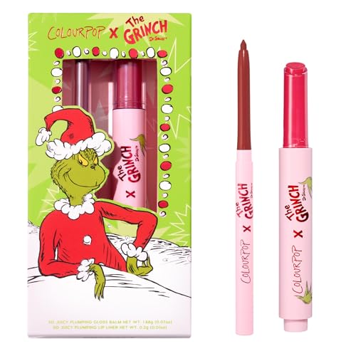 ColourPop x The Grinch Berry Grinchy Lip Makeup Kit - Limited Edition Lip Liner & Plumping Gloss Duo- Holiday Gift Set for Women (2 Count)