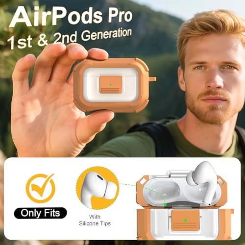 Image of RFUNGUANGO AirPods Pro 2 Case MagSafe Magnetic Automatic Lock, Yellow