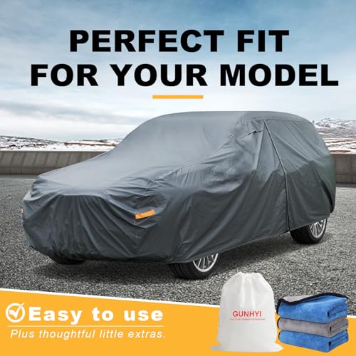 Image of GUNHYI Premium Car Cover Custom Fit GMC Yukon (2006-2026), not fit Yukon XL, 16 Layers Heavy Duty Car Cover Waterproof All Weather with Zipper Door for Sun Rain Snow Dust Uv Protection