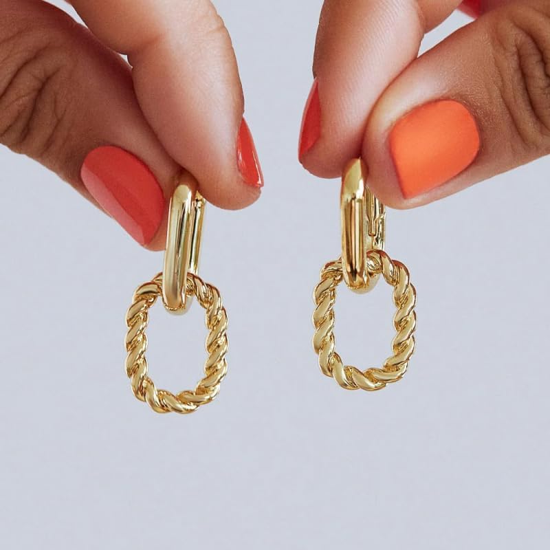 Ana Luisa Ash Double Hoop Earrings for Women - 14K Gold Plated, Silver & Two-Tone Drop Dangle Hoop Earring - Trendy Paperclip Link Huggie Hoop - Hypoallergenic, Water-Resistant & Tarnish-Free Jewelry - Image 7