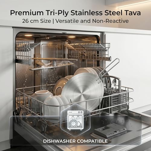 Image of 26cm Triply Stainless Steel Roti Tawa Induction Base