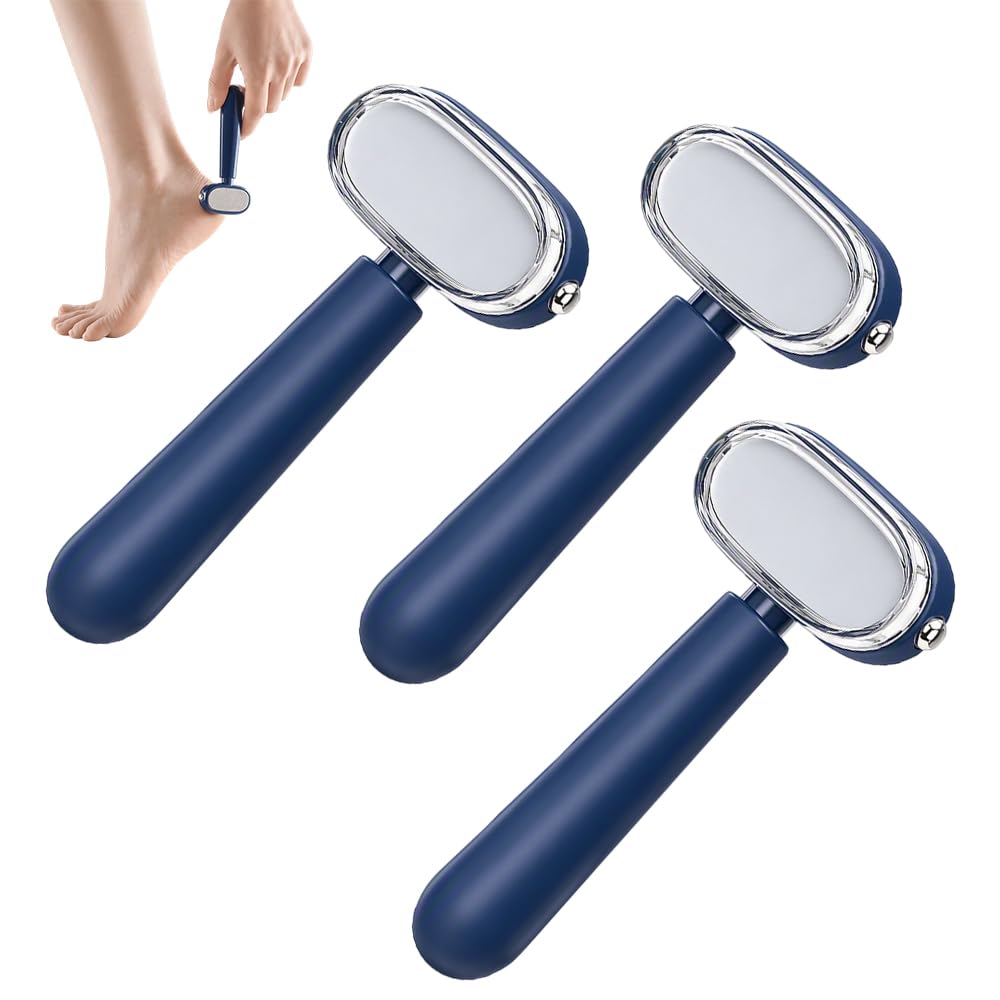 Dual-Sided Foot Callus Remover, Stainless Steel Foot File, Heel Scraper (Blue*3)