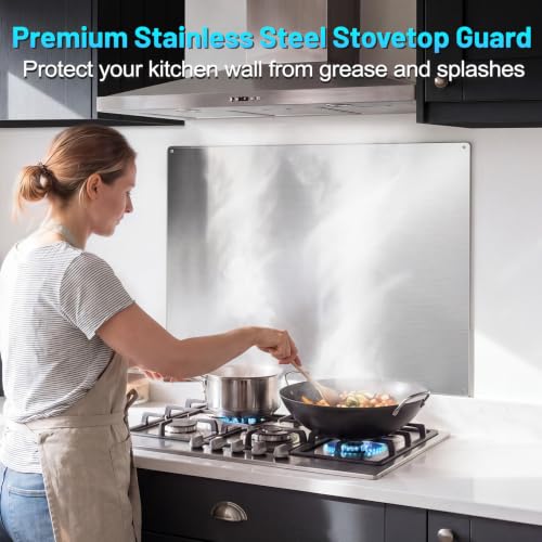 Image of 36 inch x 24 inch Thickened Range Hood Stainless Steel Backsplash for Stove