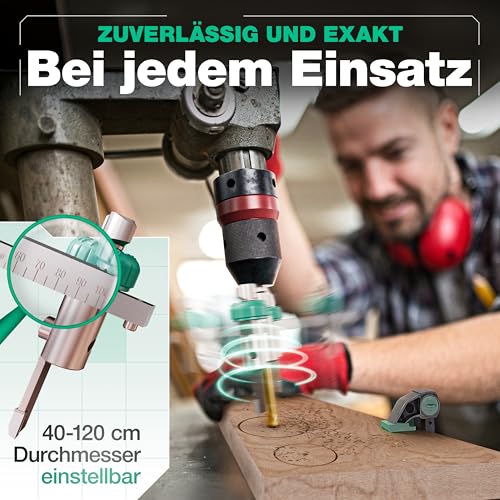 Smabix® Kreisschneider, 12-teiliges Set, 40-120 mm Lochgröße einstellbar, inkl. Aufbewahrungsbox, hochwertige Wolframcarbid-Messer, Kreisschneider Holz, Lochschneider für Holz, Kunststoff, Gipskarton