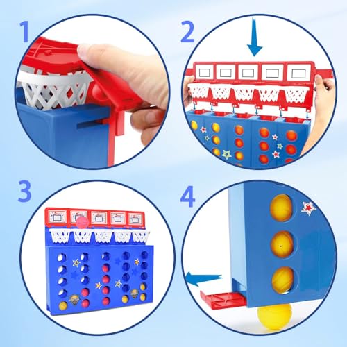 Homefantasy Bounce Ball Game,Gewinnt Spiel,Vier Gewinnt,Bounce Off Game,Bouncing Ball Tischspiel,4 Gewinnt Action,Mini Basketball Tischspiel,für Kinder, Familie und Party