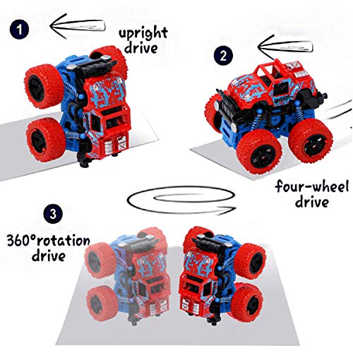 Image of Zest 4 Toyz Unbreakable Monster Truck Friction Powered Cars Toys Big Rubber Tires 360 Degree Rotation Stunt 4WD Cars Birthday Gift for Kids (Multicolor) Pack of 4