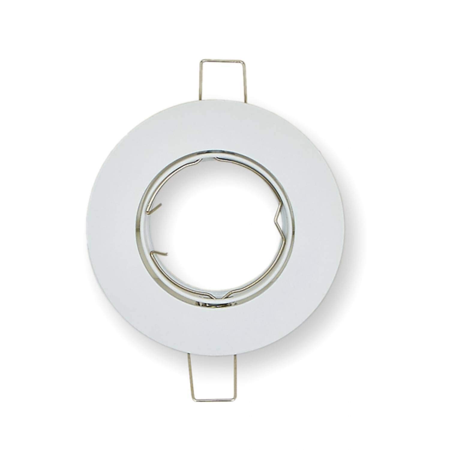 6x marco de foco empotrado conjunto blanco redondo giratorio super plano - marco de montaje de aluminio para bombillas GU10 MR16 - Ø75 - orificio de 80mm empotrado - foco empotrado