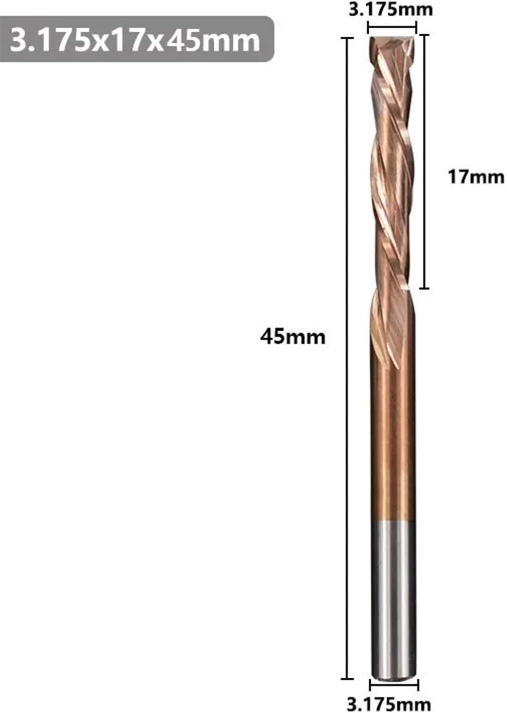 Up Down 3.175/4/5/6/8/10mm Shank Bit Coated 2 Flute Carbide Wood 1Pcs(3.175x3.175x17x45L)