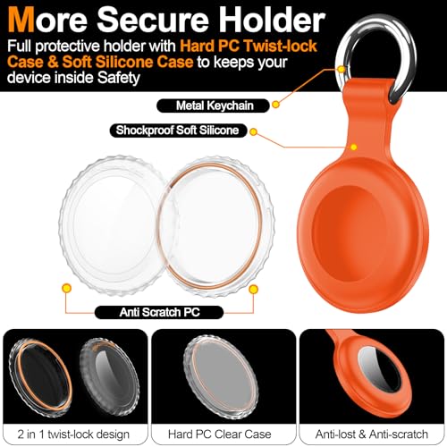 Image of hitfine Case Holder with Keychain IPX8 Waterproof,Shockproof GPS Cover [Anti-Scratch] [PC+Silicone] for Item Finders Case for Pets,Kids,Luggages