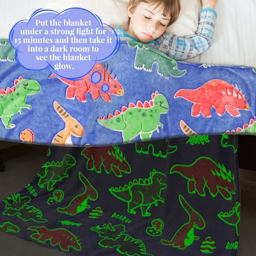 Image of Twin Size Blanket for Bed Couch, Large Soft Warm Fleece Kids Dinosaur Throw Blanket for Teens Boys Toddlers, All-Season Girls Boys Dino Bedroom Home Decor (Twin XL) 60 inchx80 inch
