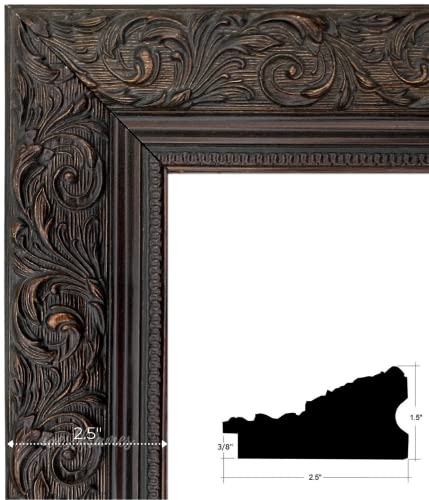 West Frames Bella French Ornate Embossed Wood Wall Picture Frame 2.5" Wide (16" X 20" Frame With Plexiglass & Backing Board, Dark Bronze) #TOP1