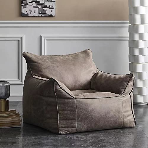 SARUEL Bean Bag Chair Bean Bag Cover Luxury Single Lazy Sofa Cover PU Faux Suede Leather Bean Bag Pouf Chair for Bedroom Living Room Garden, Without Filling Bean Bag Cover