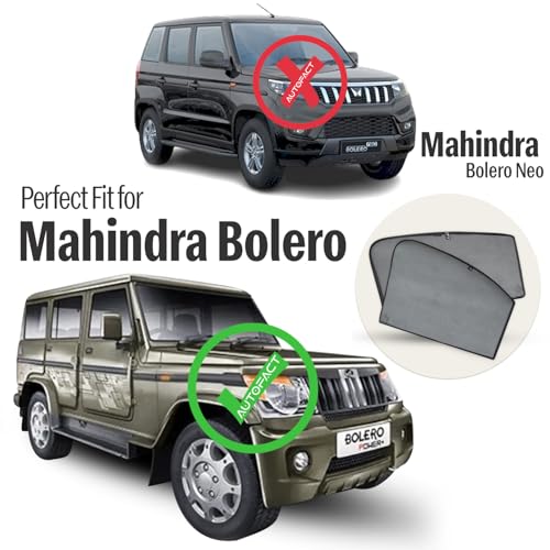 Image of Autofact Car Sunshades for Mahindra Bolero (2011 to 2020), UV Protection, Useful Car Accessories, Custom fit Sun Shades for Side Windows, Set of 6