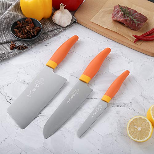 Shi Ba Zi Zuo Carving Knife Set Of 3 Piece Meat Cleaver Santoku Knife Paring Knife Cutting Meat Vegetable Fruit #TOP4