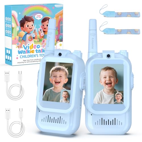 Image of BlueFire Kids Walkie Talkies with Video - Screen Display Toy Radios with Voice Effects, One-on-One Pairing, Long Range - Birthday Toys Gifts for Boys & Girls Ages 3-12 (Blue)