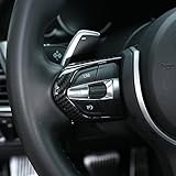 Farbe: Kohlefaser. Karbonfaser-Verkleidung für M3, M4, M5, New 1, 3 Series, F20, F30, X5M, F15, Auto-ABS-Chrom-Lenkradknopf-Rahmen-Abdeckung.