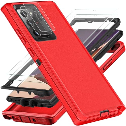 YKHJKLEC Funda para Samsung Galaxy Note 20 Ultra, con 2 piezas [protector de pantalla de TPU flexible autorreparable y protector de lente de cámara] Funda resistente 3 en 1 para Galaxy Note 20 Ultra