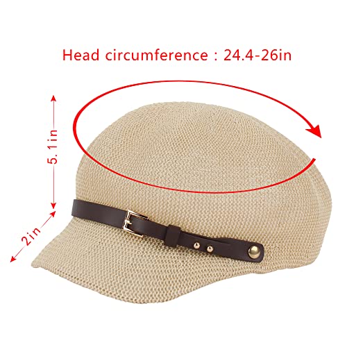 Sombrero visera tejida de paja para mujer miniatura 7